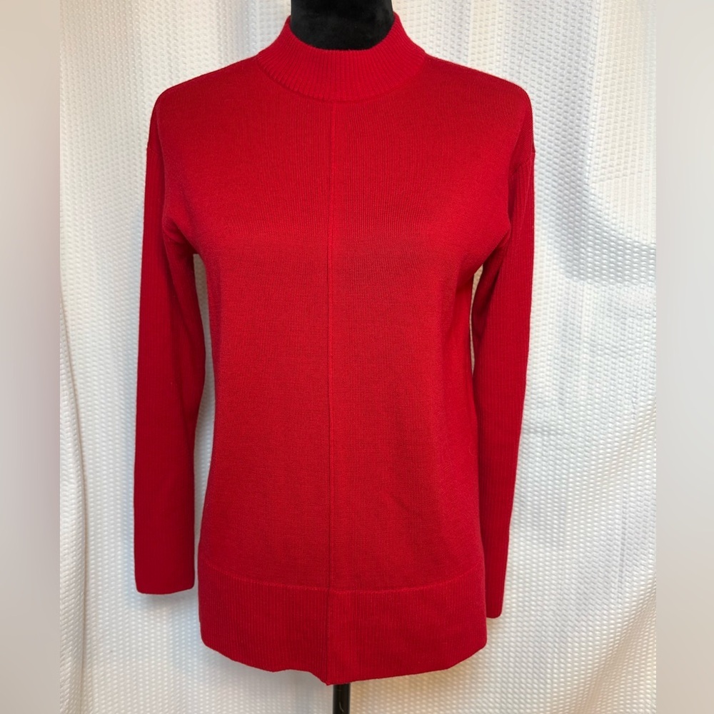 Talbots 100% pure merino wool red long sleeve  turtleneck lightweight sweater XS